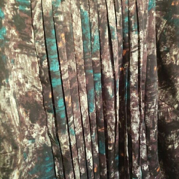 Talbots Blouse Brown Short Sleeve Pleated Boho Abstract Shirt Women Petites 16 - Picture 3 of 10